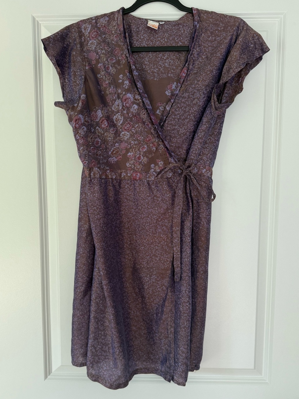 Women's Purple Floral Wrap Mini Dress